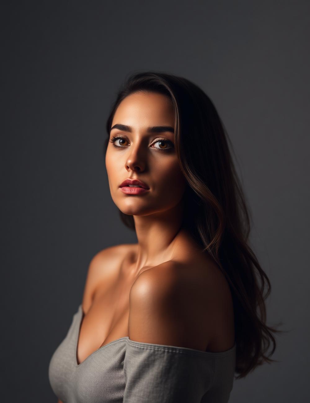 Retrato de estúdio de uma mulher com luz suave